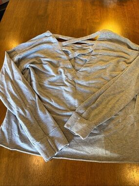 Splendid Light Gray Women's Strappy V-Neck Sweatshirt